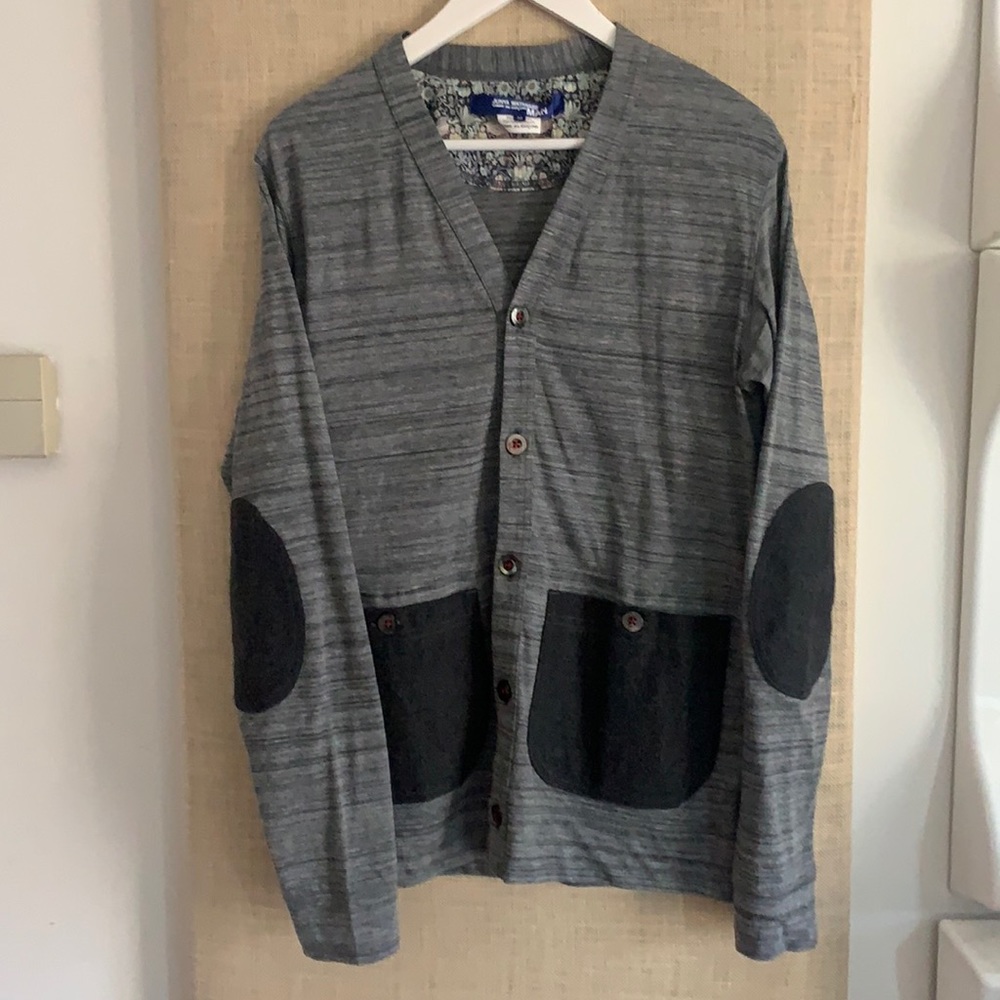Junya watanabe contrast stitch button, pockets & elbow patch, floral insert